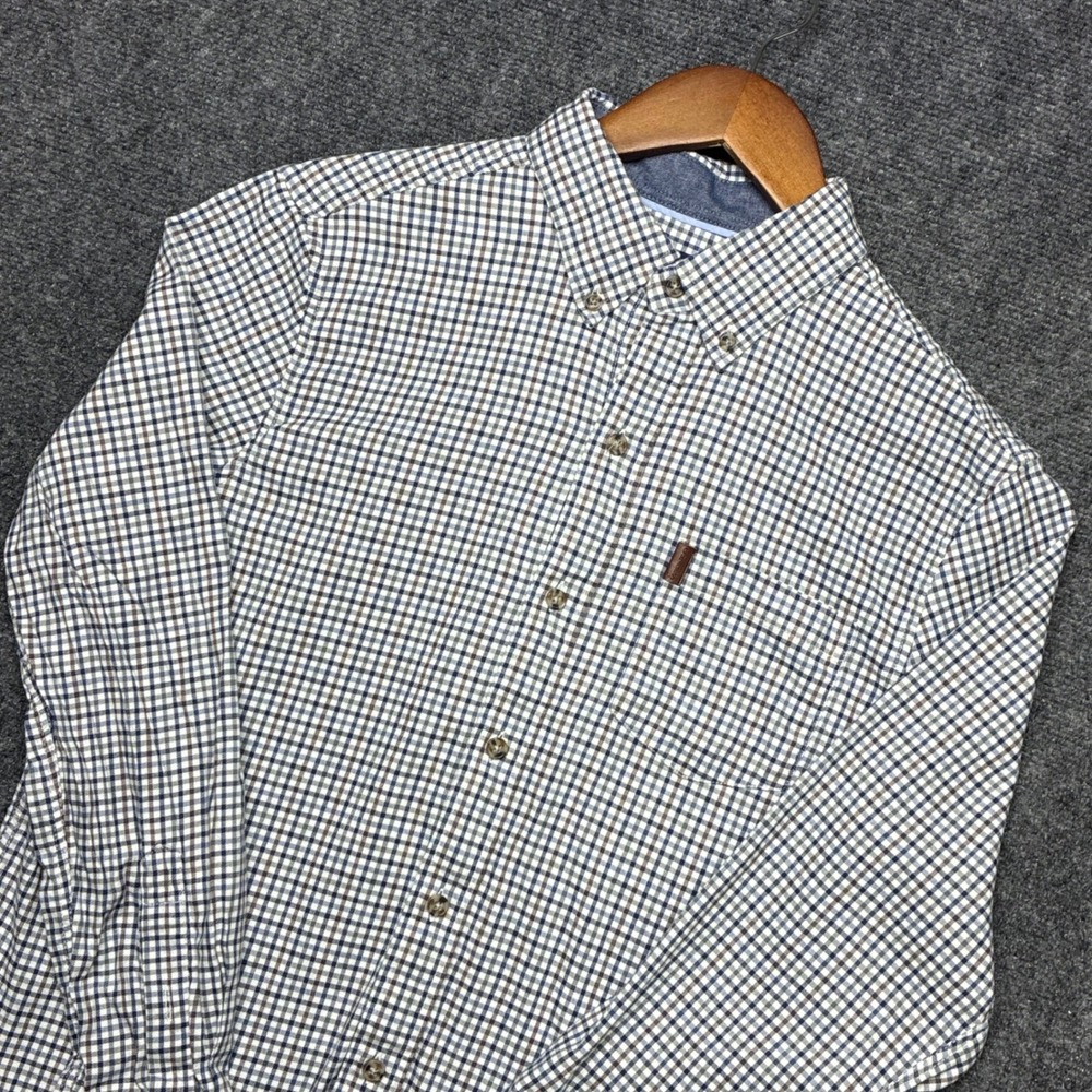 Chaps Button Down‎ Shirt S  Plaid Stretch Long Sleeve Preppy Ruged Academia